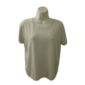 Jones New York Shell Size Large Beige Short Sleeve Rounded Neck Pullover Career